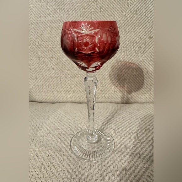 3 Nachtmann Traube Crystal Ruby Red cut-to-clear hock wine glasses - Picture 5 of 7